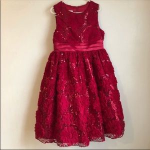 Red American princess Christmas dress